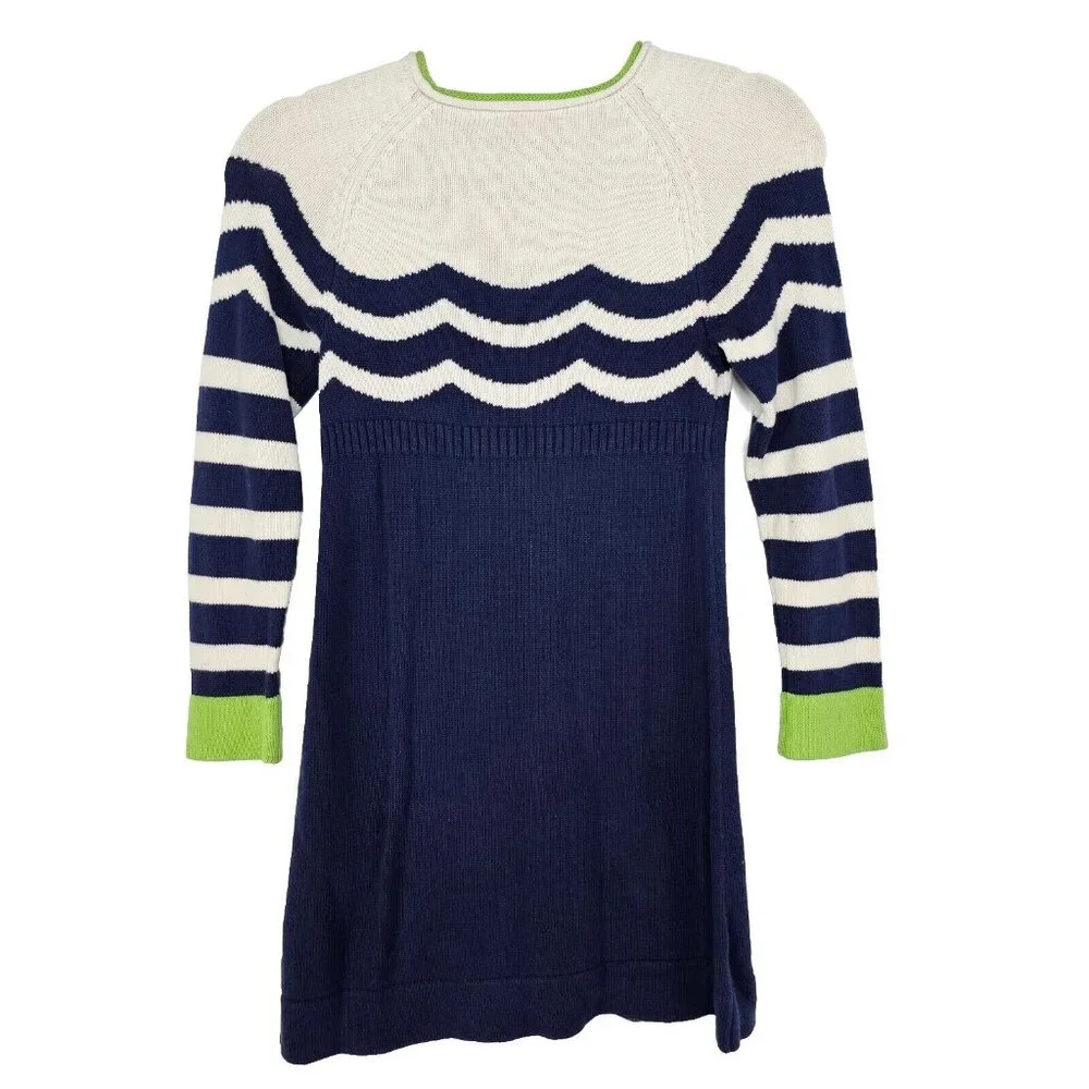 Lilly Pulitzer Girls Sweater Dress Youth 10 Navy Ivory Green Wedding Guest Party - Picture 2 of 9